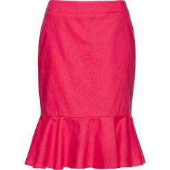 Spódnica lniana z falbaną bonprix różowy hibiskus. Różowe spódniczki damskie bonprix, bez wzorów. Za 89,99 zł.