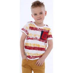 T-shirt chłopięcy w paski z kieszonką / bordowy NDZ4534. Czerwone t-shirty chłopięce Fasardi, w paski, bez rękawów. Za 39,00 zł.