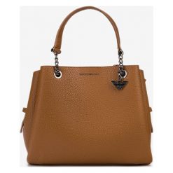 Emporio Armani Torebka Brązowy. Pomarańczowe torebki klasyczne damskie Emporio Armani, w paski, z materiału, bez dodatków. Za 865,95 zł.