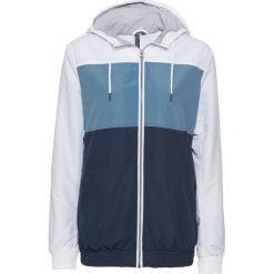 Bluzy damskie: Bluza rozpinana treningowa bonprix perłowy niebieski – ciemnoniebieski – biały