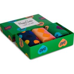 Zestaw 3 par wysokich skarpet męskich HAPPY SOCKS - XFAT08-7300 Kolorowy. Zielone skarpetki męskie Happy Socks, bez wzorów, z elastanu. Za 119,90 zł.