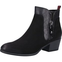 Skórzane botki w kolorze czarnym. Czarne botki damskie Tamaris, Caprice, Marco Tozzi, s.Oliver, bez obcasa, na obcasie, na zamek. W wyprzedaży za 175,95 zł.