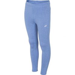 Legginsy sportowe dla dużych dziewcząt JLEG401 - NIEBIESKI MELANŻ. Niebieskie buty dziewczęce sportowe 4F JUNIOR, melanż, z elastanu. Za 29,99 zł.