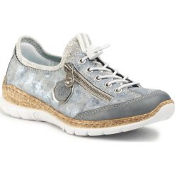 Półbuty RIEKER - N4263-12 Blau. Niebieskie półbuty damskie Rieker, z materiału. Za 279,00 zł.