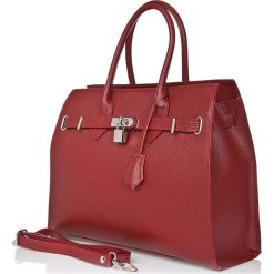 Torebki klasyczne damskie: Skórzana torebka w kolorze czerwonym – 37 x 29 x 14 cm