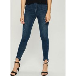Jeansy skinny z wysokim stanem - Granatowy. Niebieskie spodnie z wysokim stanem Sinsay, z jeansu. Za 79,99 zł.