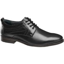 Buty męskie do garnituru AM SHOE czarne. Czarne buty wizytowe męskie AM SHOE, ze skóry, bez zapięcia. Za 199,90 zł.