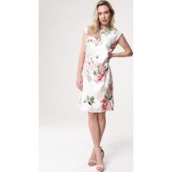 Biała Sukienka Task. Białe sukienki damskie Born2be, na co dzień, xl, bez wzorów, eleganckie, bez kołnierzyka, bez rękawów, midi, dopasowane. Za 99,99 zł.
