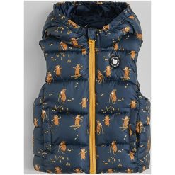 Mango Kids - Bezrękawnik 51 - 104 cm. Niebieskie kurtki chłopięce Mango Kids, bez wzorów, z poliesteru, z kapturem. Za 79,90 zł.