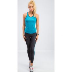 Grafitowe legginsy z niebieskim napisem 13930. Szare legginsy we wzory marki Fasardi, s. Za 59,00 zł.
