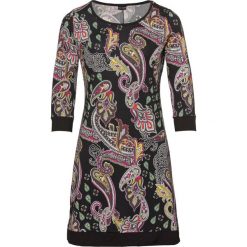 Sukienka shirtowa z nadrukiem bonprix czarny z nadrukiem. Czarne sukienki balowe bonprix, z nadrukiem, z okrągłym kołnierzem. Za 69,99 zł.