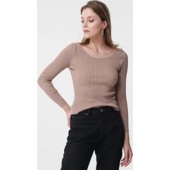 Khaki Sweter Interpretiv. Brązowe swetry damskie Born2be, s, bez wzorów, z materiału, eleganckie, z długim rękawem, długie, bez kaptura. Za 69,99 zł.