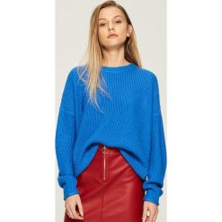 Swetry oversize damskie: Sweter oversize - Niebieski