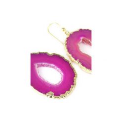 Earrings Plastry Geody Agatu Fuksja złoto. Różowe kolczyki damskie Brazi druse jewelry, złote. Za 200,00 zł.