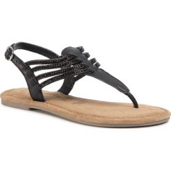 Sandały TAMARIS - 1-28151-24 Black Glam 047. Czarne klapki damskie Tamaris, z aplikacjami, ze skóry, bez obcasa, na obcasie. W wyprzedaży za 149,00 zł.