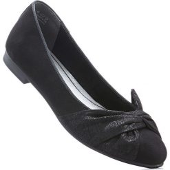 Baleriny Marco Tozzi bonprix czarny. Czarne baleriny damskie marki bonprix, bez wzorów, bez obcasa. Za 54,99 zł.