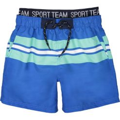 Spodenki kąpielowe, surfingowe, 10 - 16 lat. Niebieskie kąpielówki chłopięce marki La Redoute Collections, w paski, krótkie. Za 82,28 zł.