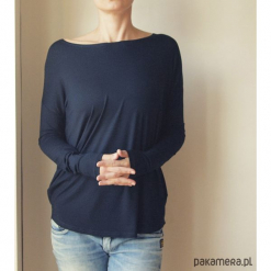 Wąski rękaw Granatowy Bluzka. Niebieskie bluzki longsleeves Pakamera. Za 115,00 zł.