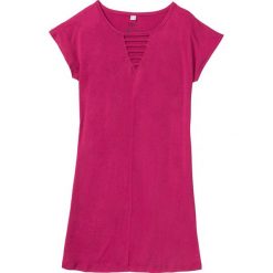 Koszula nocna oversize bonprix jeżynowy. Różowe koszule nocne damskie bonprix, bez wzorów, bez rękawów. Za 29,99 zł.