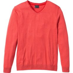 Swetry klasyczne męskie: Sweter z kaszmirem i dekoltem w serek, Regular Fit bonprix koralowy