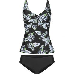 Tankini (2 części) bonprix czarny z nadrukiem. Czarne stroje kąpielowe damskie bonprix, z nadrukiem. Za 79,99 zł.