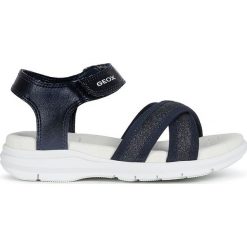 Geox - Sandały dziecięce. Niebieskie sandały dziewczęce Geox, z gumy, bez zapięcia. Za 239,90 zł.