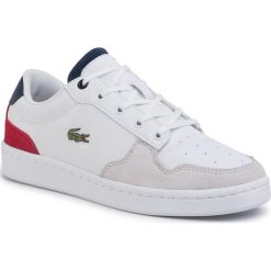 Sneakersy LACOSTE - Masters Cup 120 2 Suj 7-39SUJ0010407 Wht/Nvy/Red. Białe trampki chłopięce Lacoste, bez wzorów, z zamszu, na sznurówki. Za 329,00 zł.