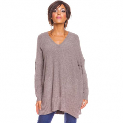 Sweter "Lolita" w kolorze szarobrązowym. Brązowe swetry oversize damskie So Cachemire, s, z kaszmiru. W wyprzedaży za 186,95 zł.
