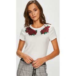 Only - Top. Szare topy damskie ONLY, l, z aplikacjami, z bawełny, z okrągłym kołnierzem. W wyprzedaży za 44,90 zł.