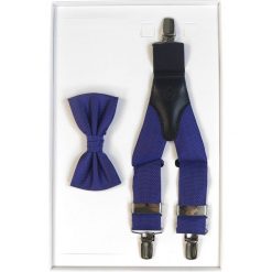 Kobaltowy zestaw w mikrowzór - mucha i szelki Z6. Niebieskie muszki męskie eleganckie. Za 99,00 zł.