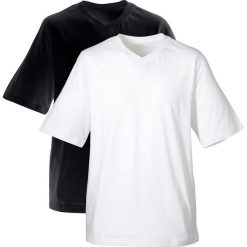 T-shirt męski z dekoltem w serek (2 szt.) bonprix czarny + biały. Białe t-shirty męskie bonprix, m, z bawełny, z dekoltem w serek. Za 49,98 zł.