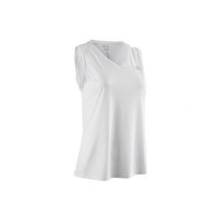 Top do biegania RUN DRY damski. Białe topy damskie marki KALENJI, bez wzorów, z poliesteru, bez kołnierzyka. Za 19,99 zł.