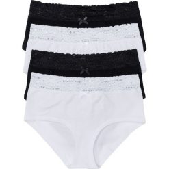 Figi "maxi panty" (4 pary) bonprix czarno-biały. Czarne panty damskie bonprix, w koronkowe wzory. Za 55,96 zł.