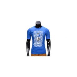 T-SHIRT MĘSKI Z NADRUKIEM S839 - NIEBIESKI. Niebieskie t-shirty męskie z nadrukiem marki Ombre Clothing, m. Za 29,00 zł.