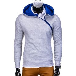 Bluzy męskie: BLUZA MĘSKA ROZPINANA Z KAPTUREM B598 - SZARA