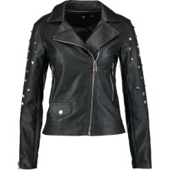 Bomberki damskie: Missguided B&&B BIKER WITH BADGES AND STUDS Kurtka wiosenna black