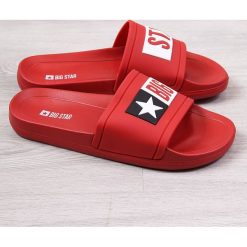 Klapki męskie plażowe basenowe czerwone Big Star DD174702 - czerwony. Czerwone klapki męskie BIG STAR, bez wzorów. Za 49,99 zł.
