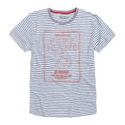 T-shirt w kolorze biało-niebieskim ze wzorem. Niebieskie t-shirty męskie Pepe Jeans, Mexx, Pierre Cardin, m, bez wzorów, z bawełny, z okrągłym kołnierzem. W wyprzedaży za 59,95 zł.