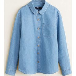 Mango Kids - Koszula dziecięca Daniel. Niebieskie koszule chłopięce z bawełny, klasyczne, długie. W wyprzedaży za 59,90 zł.