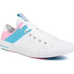 Trampki CONVERSE - Ctas Ox 167760C White/90s Pink/Gnarly Blue. Białe półbuty damskie Converse, bez wzorów, z gumy, bez obcasa, bez zapięcia. W wyprzedaży za 219,00 zł.