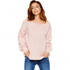 Sweter w kolorze jasnoróżowym. Różowe bez kategorii Lemoniade, ze splotem, z dekoltem w łódkę. Za 159,95 zł.