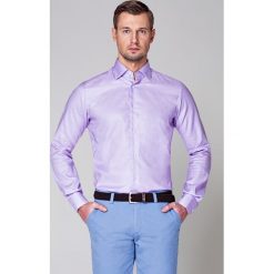 Koszula Liliowa w Pepitkę Indigo. Różowe koszule męskie LANCERTO, m, z bawełny, eleganckie. W wyprzedaży za 139,90 zł.