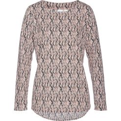 Bluzka bonprix łososiowo-biało-czarny wzorzysty. Różowe koszulki damskie bonprix, z aplikacjami, eleganckie, bez kołnierzyka. Za 55,99 zł.