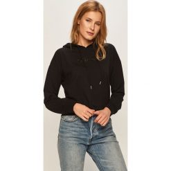 Guess Jeans - Bluza. Szare bluzy damskie Guess Jeans, s, z aplikacjami, z elastanu, bez rękawów, z kapturem. Za 299,90 zł.