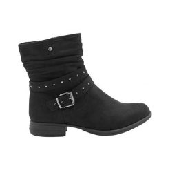 Duffy Buty czarny female czarny 36. Czarne botki damskie Duffy, z zamszu, bez obcasa, z paskami. Za 249,00 zł.
