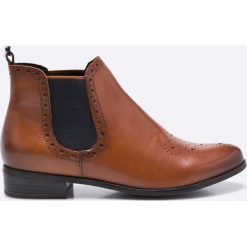 Marco Tozzi - Botki. Brązowe buty zimowe damskie marki Marco Tozzi, z materiału, na obcasie. W wyprzedaży za 239,90 zł.