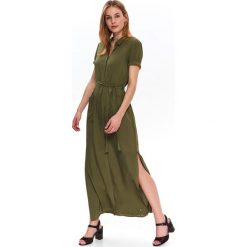 Długa sukienka koszulowa z paskiem. Brązowe sukienki damskie Top Secret, na co dzień, na lato, bez wzorów, z tkaniny, eleganckie, z koszulowym kołnierzykiem, z długim rękawem, długie, mini, proste. W wyprzedaży za 59,99 zł.