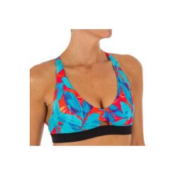 Góra kostiumu kąpielowego AGATHA WALIS damska. Niebieskie t-shirty damskie OLAIAN, bez wzorów, z elastanu, sportowe, z dekoltem na plecach. W wyprzedaży za 39,99 zł.