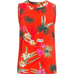 Top z tkaniny z nadrukiem bonprix mandarynkowo-czerwony z nadrukiem. Czerwone topy damskie bonprix, z nadrukiem, z tkaniny. Za 69,99 zł.