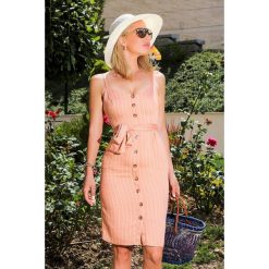 Sukienka GEOMA PEACH. Pomarańczowe sukienki damskie IVET, do pracy, m, bez wzorów, eleganckie, bez kołnierzyka, z krótkim rękawem, krótkie, mini. W wyprzedaży za 69,00 zł.